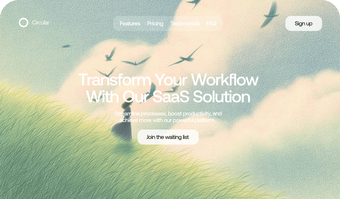 Landing page screenshot